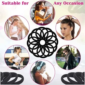 Anezus 50 Thick Black Hair Ties for All Hair Types