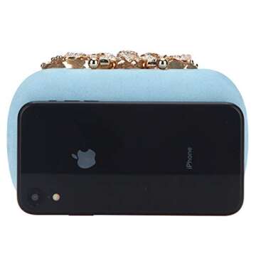 Fawziya Flower Purse With Rhinestones Velvet Clutch Evening Bags (AB Lake Blue)