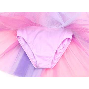 EQSJIU Unicorn Dance Leotards For Girls 4t 5t Purple Tutu Colorful Rainbow Skirts Paster Adorable Halloween Costume 4-5t Cute Ballet Dress