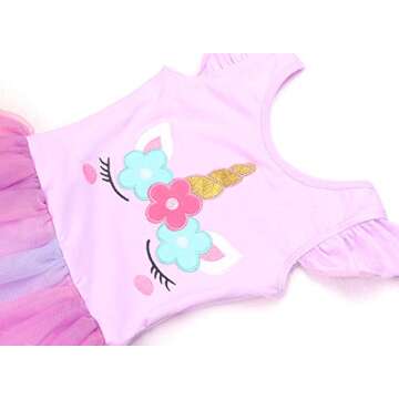 EQSJIU Unicorn Dance Leotards For Girls 4t 5t Purple Tutu Colorful Rainbow Skirts Paster Adorable Halloween Costume 4-5t Cute Ballet Dress