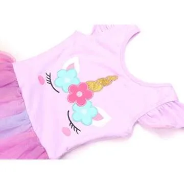 EQSJIU Unicorn Dance Leotards For Girls 4t 5t Purple Tutu Colorful Rainbow Skirts Paster Adorable Halloween Costume 4-5t Cute Ballet Dress