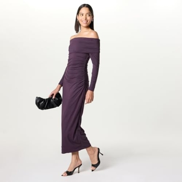 The Drop Women’s Stevie Off Shoulder Maxi Dress Perfect Plum