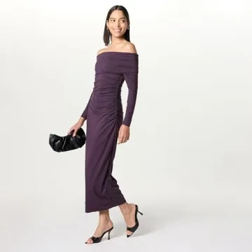 The Drop Women’s Stevie Off Shoulder Maxi Dress Perfect Plum