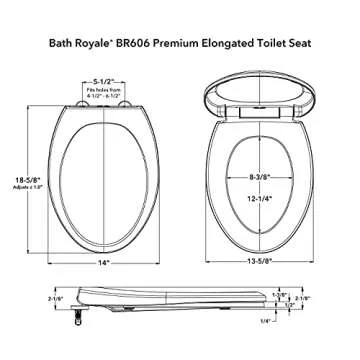 Elongated Oval Toilet Seat BR606-00 Slow Close with Lid, Stain-Resistant and Easy to Keep Clean; Fits All Toilet Brands; Premium Series by Bath Royale - White