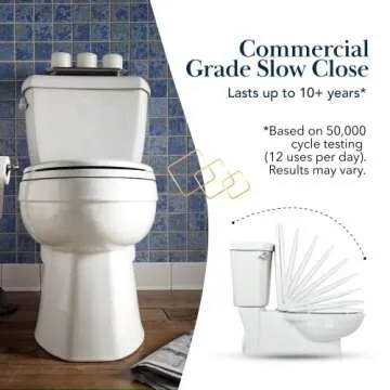 Elongated Oval Toilet Seat BR606-00 Slow Close with Lid, Stain-Resistant and Easy to Keep Clean; Fits All Toilet Brands; Premium Series by Bath Royale - White
