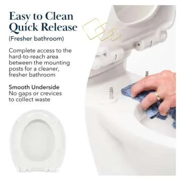 Elongated Oval Toilet Seat BR606-00 Slow Close with Lid, Stain-Resistant and Easy to Keep Clean; Fits All Toilet Brands; Premium Series by Bath Royale - White