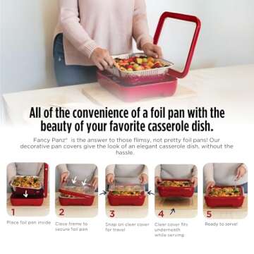 Fancy Panz Classic, Food Serving Tray, Made in the USA Foil Pan Carrier, Stackable Aluminum Pan Hold...