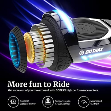 Gotrax Glide Pro Hoverboard with Music Speaker & 6.5" LED Wheels, Max 5Miles Range & 6.2mph Power by 200W Motor, UL2272 Certified Approved and 93.6Wh Battery Self Balancing Scooters for