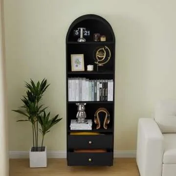 Stylish NVETHM 75.59" Tall Bookcase with Storage