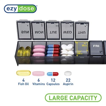 EZY DOSE Weekly Pill Organizer for 7 Days, Travel-Friendly