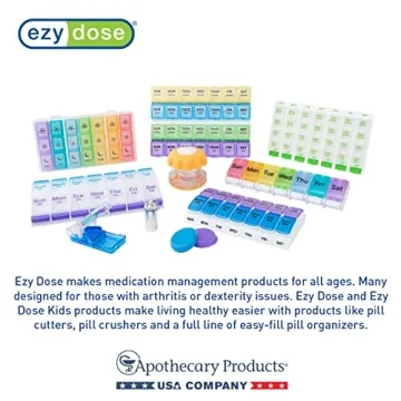 EZY DOSE Weekly Pill Organizer for 7 Days, Travel-Friendly