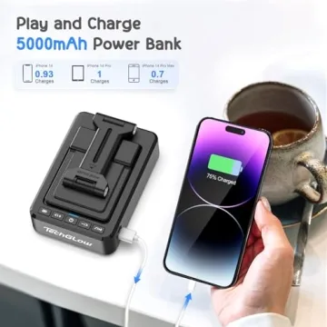 TechGlow Gifts for Men Women Foldable Cellphone Stand with Bluetooth Speaker and Power Bank Birthday Gift Idea for Mom Dad Cool Gadget Tech Gifts