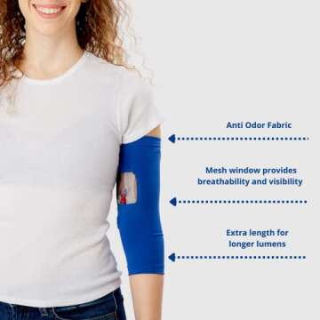 Care+Wear Classic Long PICC Line Sleeve - Marine, X-Small