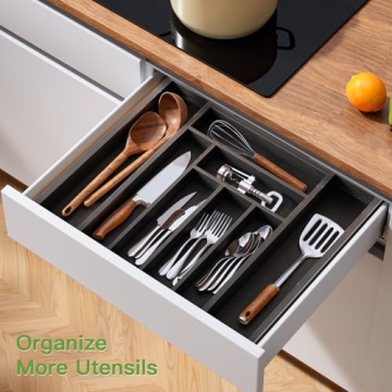 Expandable Bamboo Drawer Organizer for Kitchen Storage