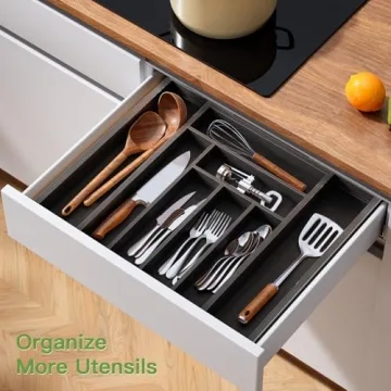 Expandable Bamboo Drawer Organizer for Kitchen Storage