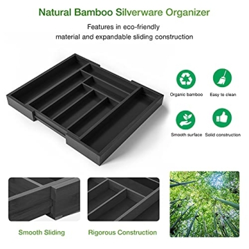 Expandable Bamboo Drawer Organizer for Kitchen Storage