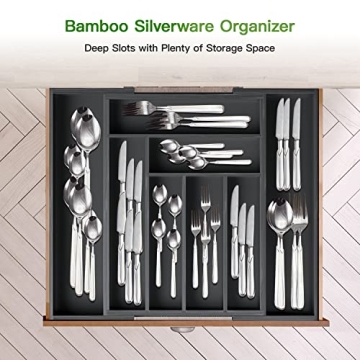 Expandable Bamboo Drawer Organizer for Kitchen Storage