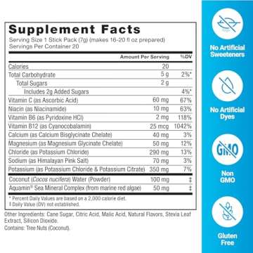 FORCE FACTOR Liquid Labs Electrolytes Powder Packets—Lemon Lime—Hydration Packets to Make Electrolyte Water with 5 Essential Electrolytes, Vitamins, Minerals, and Antioxidants, 20 Stick Packs