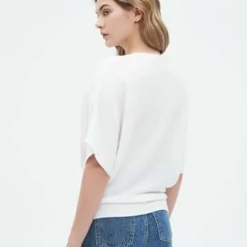 Boat Neck Batwing Sleeves Dolman Knitted Sweaters Autumn Summer Pullovers Tops for Women White