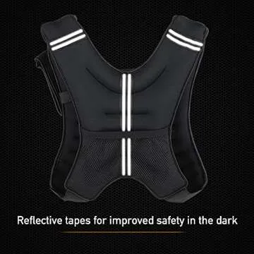 ZELUS Weighted Vest, 6lb/8lb/12lb/16lb/20lb/25lb/30lb Weight Vest with Reflective Stripe for Workout, Strength Training, Running, Fitness, Muscle Building, Weight Loss, Weightlifting, Black(20 lb)
