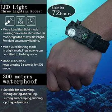 Daarcin Survival Paracord Bracelet,Fire Starter,Waterproof SOS Light, Compass, Whistle, Adjustable AK87 20 in,Stocking Stuffers,Outdoor Ultimate Tactical Survival Gear Set,Men