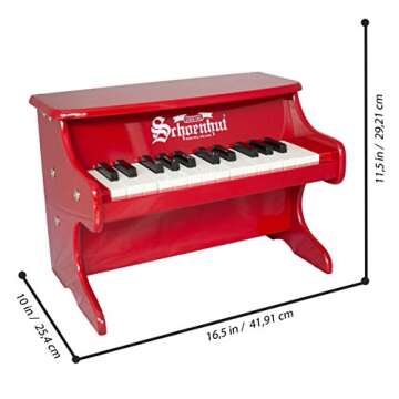 Schoenhut My First Piano II - 25 Keys Red Mini Keyboard Piano - Toddler Musical Instruments Promote Hand-Eye Coordination - 25 Tuned Baby Keys Piano Keyboard Toy for Kids - Piano Gift for Kids