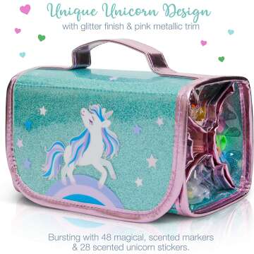 Fruit Scented Markers Set with Unicorn Pencil Case