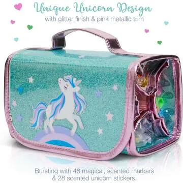 Fruit Scented Markers Set with Unicorn Pencil Case