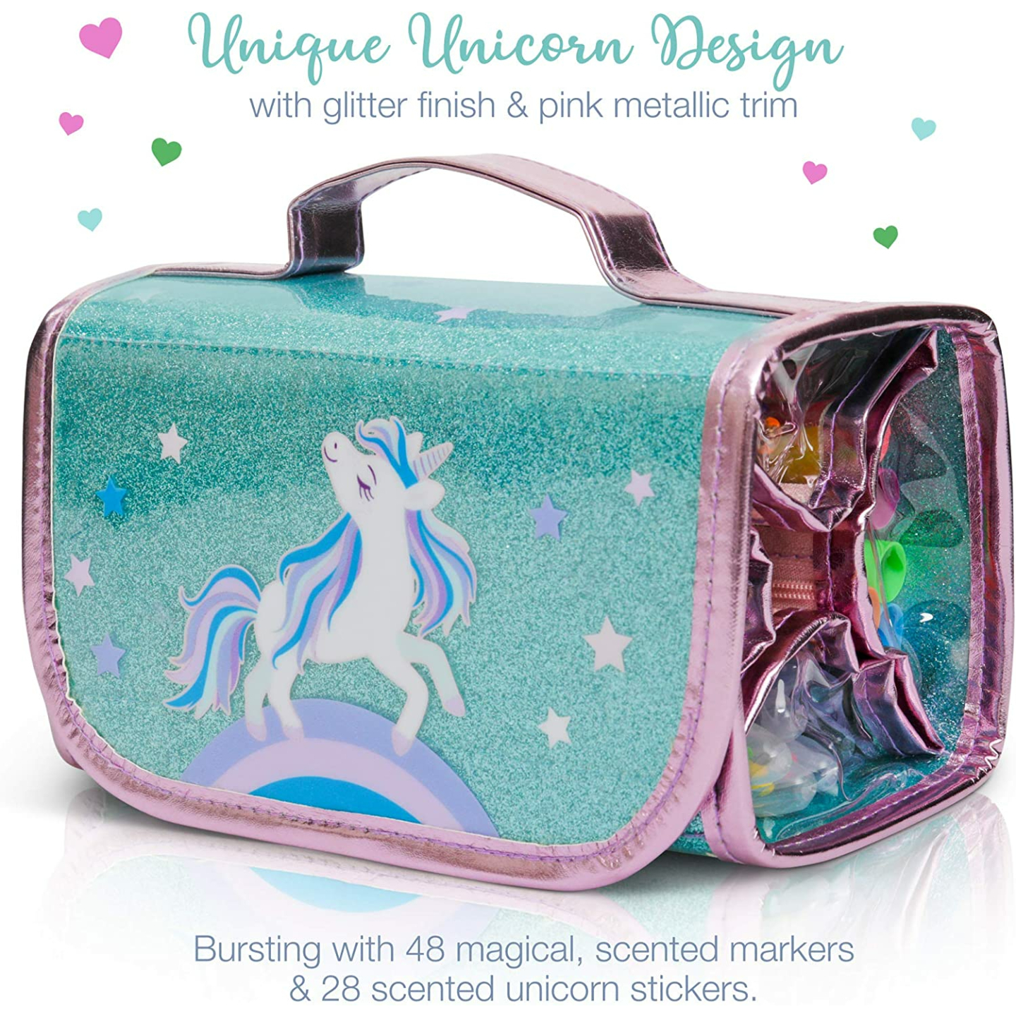 Fruit Scented Markers Set with Unicorn Pencil Case