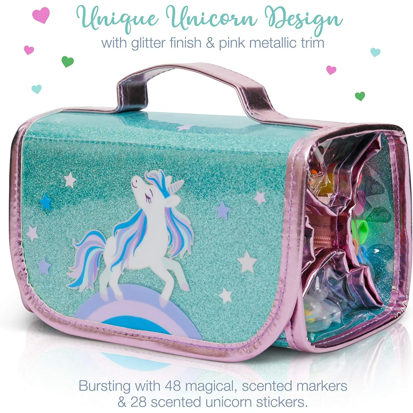 Fruit Scented Markers Set with Unicorn Pencil Case