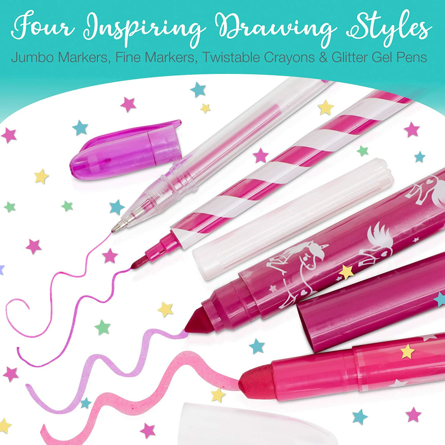 Fruit Scented Markers Set with Unicorn Pencil Case