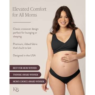 Kindred Bravely Sublime Adjustable Crossover Nursing Bra for Breastfeeding | Wireless Maternity (Bla...