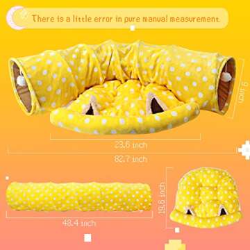BWOGUE Bunny Tunnel Bed, 2-in-1 Collapsible Tunnel Tubes Toys with Removable Mat Hideout for Cats Kittens Rabbits Guinea Pigs Kitty