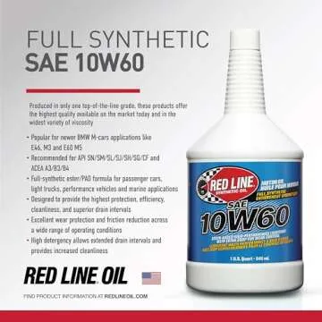 Red Line 11705 SAE 10W60 Fully Synthetic Motor Oil - 1 Gallon