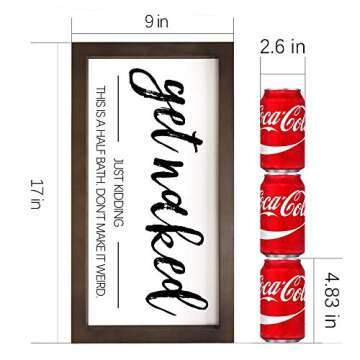 TIANCENTRAL H Farmhouse Bathroom Wall Decoration Frame Printed Bathroom Sign - GET NAKED JUST KIDDIN...