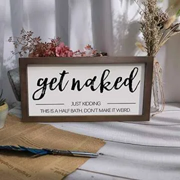 Funny Half Bath Sign for Rustic Bathroom Decor