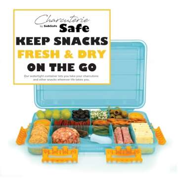 SubSafe Charcuterie Safe Waterproof Tackle Box, Snack Storage for Beach, Parties & Tailgating, BPA-Free, Blue