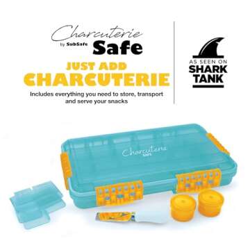SubSafe Charcuterie Safe Waterproof Tackle Box, Snack Storage for Beach, Parties & Tailgating, BPA-Free, Blue