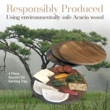Shop Acacia Wood Round Serving Plates - Set of 4