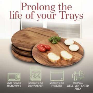 Shop Acacia Wood Round Serving Plates - Set of 4