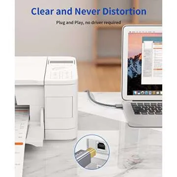 JSAUX 6.6FT USB Printer Cable for Fast Connectivity