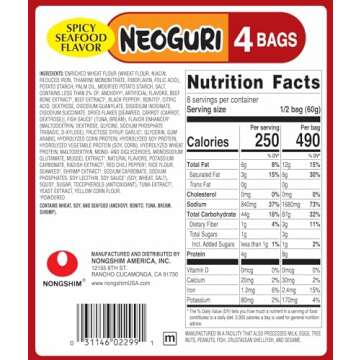 Nongshim Neoguri Spicy Seafood Ramen Noodle Soup - 10 Pack Instant Noodles, Microwaveable Cups