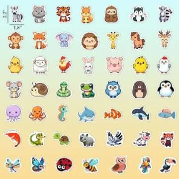 RINOLY 100 PCS Water Bottle Stickers for Kids,Waterproof Vinyl Animal Stickers for Kids,Skateboard,Laptop Stickers for Girls Boys Classroom Prizes