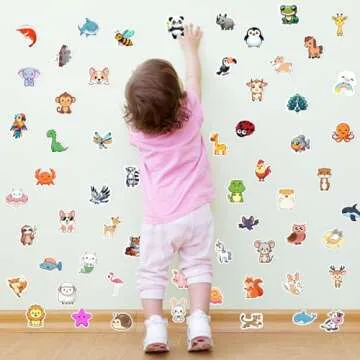RINOLY 100 PCS Water Bottle Stickers for Kids,Waterproof Vinyl Animal Stickers for Kids,Skateboard,Laptop Stickers for Girls Boys Classroom Prizes