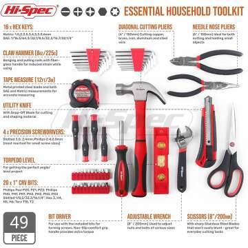 Hi-Spec 49pc Tool Kit for Home & Garage DIY
