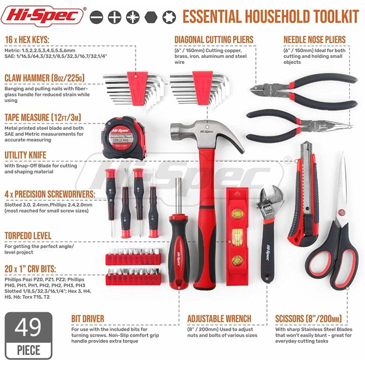 Hi-Spec 49pc Tool Kit for Home & Garage DIY