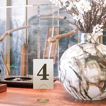 Jofefe 20pcs Mini Place Card Holders, Cute Table Number Holders, Small Size Table Card Holder Table Number Stands, Wire Photo Holder Picture Menu Clips for Wedding centerpieces, Anniversary Party