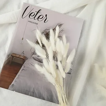 JOHOUSE 120PCS White Bunny Tails Dried Flowers Decor