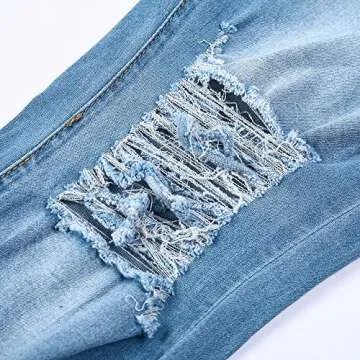CME SHOWU Light Blue Skinny Ripped Jeans for Women