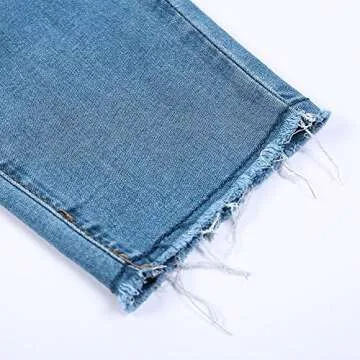 CME SHOWU Light Blue Skinny Ripped Jeans for Women